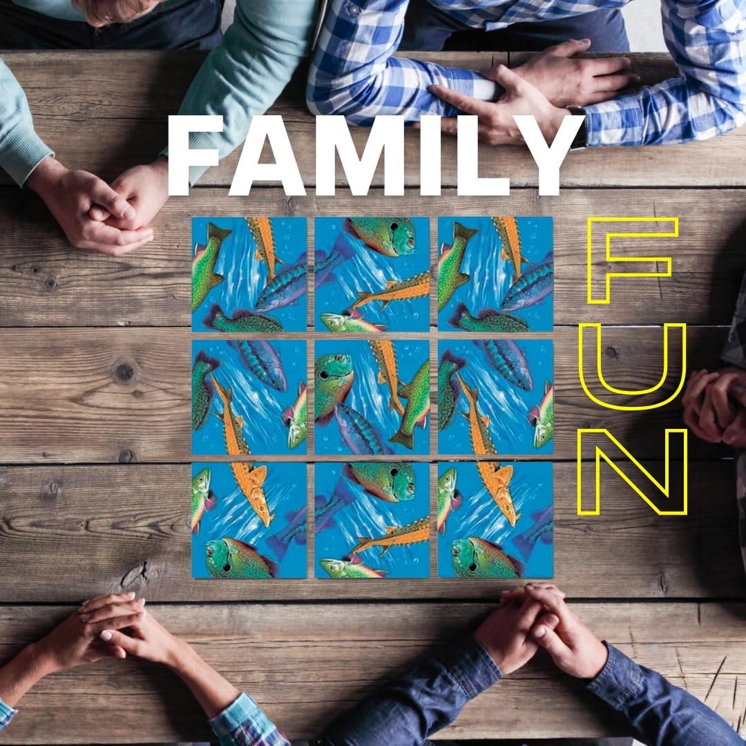 Scramble Squares Freshwater Fish 9 Piece Challenging Puzzle - Amazing & Engaging Brain Teaser - Mind Game for Children, Teens, Adults & Seniors - Boosts Cognitive Function & Problem Solving