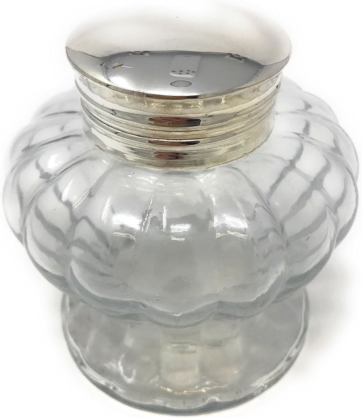 Madison Bay Company Pedestal Glass Inkwell, Clear Swirled, 3 Inch Diameter X 3.25 Inches Tall