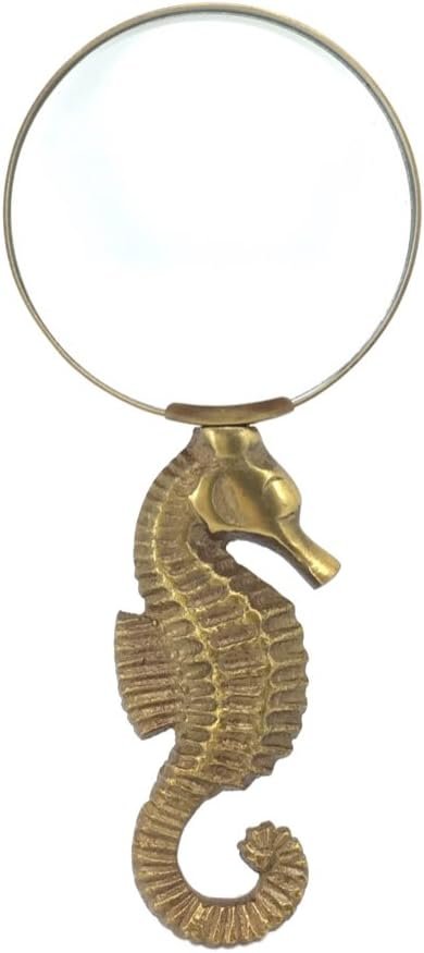 Madison Bay Company Magnifying Glass with Brass Seahorse Handle, 6.75 Inches Long