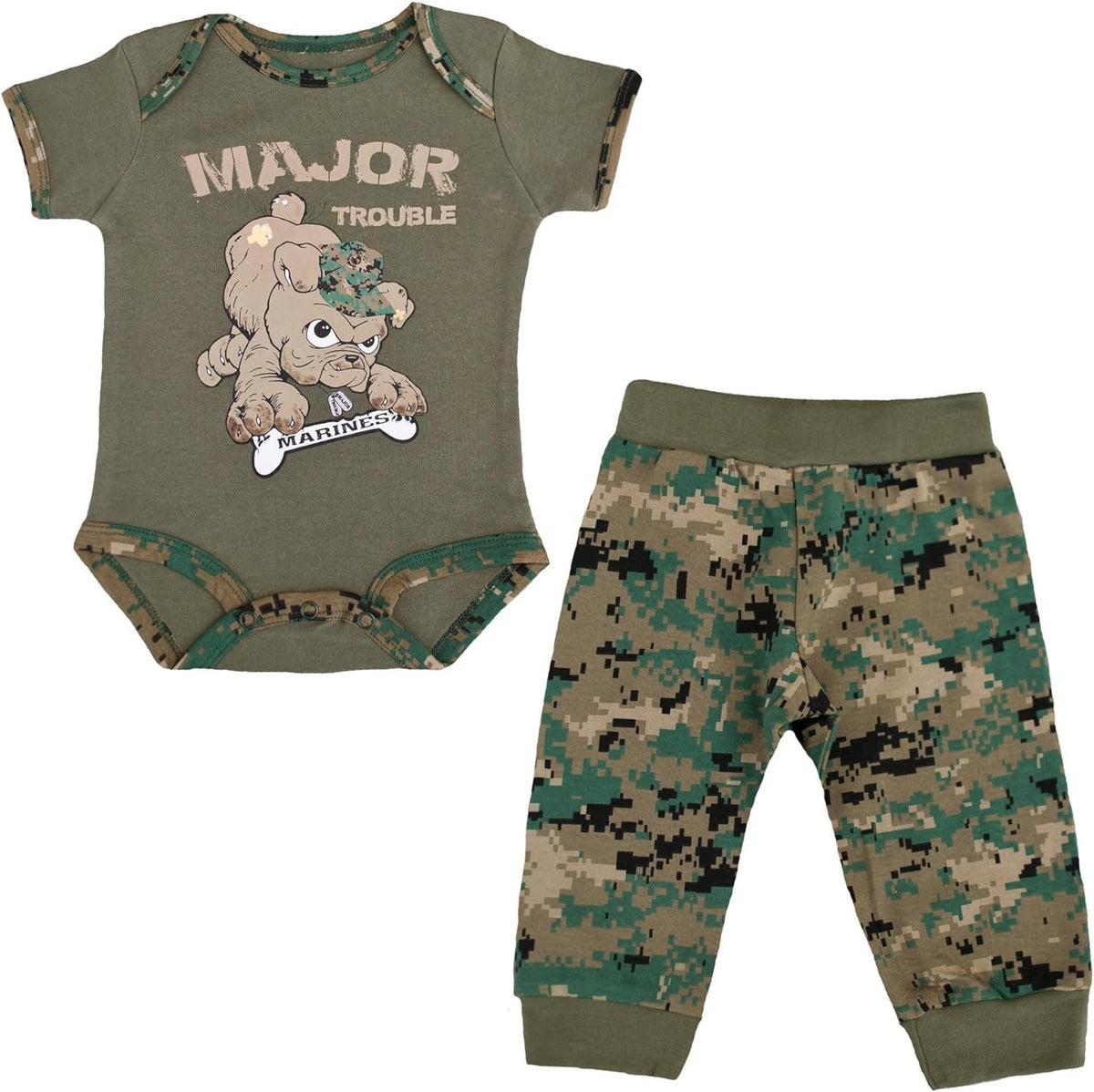 Marine 2 Pc Major Trouble Woodland Bodysuit and Pant Set
