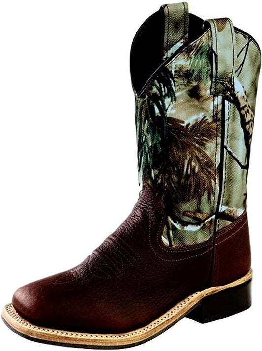 Old West Kids Camo Square Toe Cowboy Boots