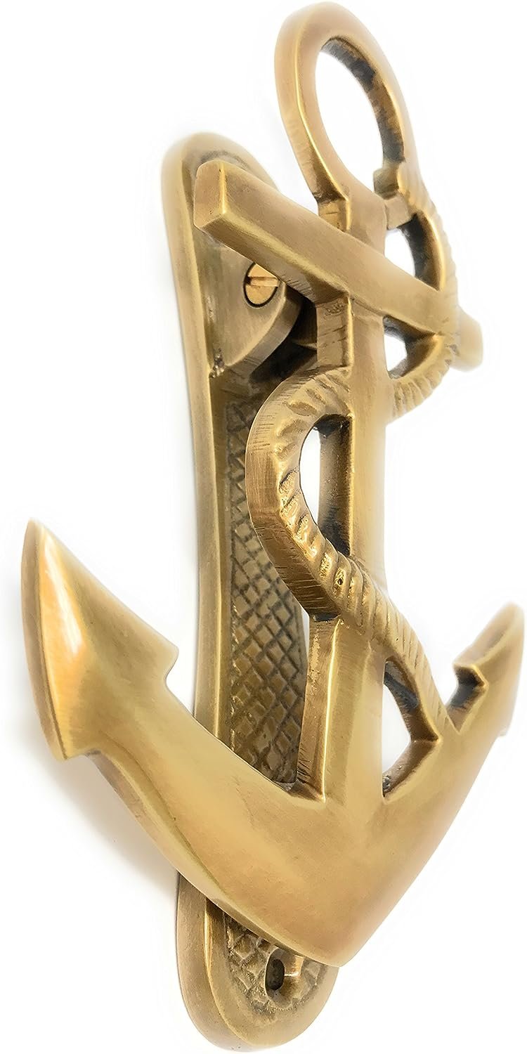Madison Bay Company Nautical Ship's Anchor Antiqued Brass Door Knocker, 6.25 Inches Tall