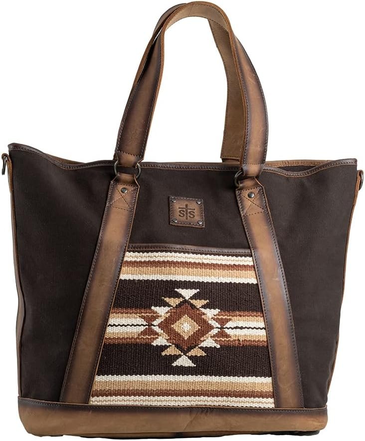 STS Ranchwear Women's Multifunctional Large Capacity Travel Shopper Sioux Falls Collection Carry All Bag with Shoulder Strap, Brown
