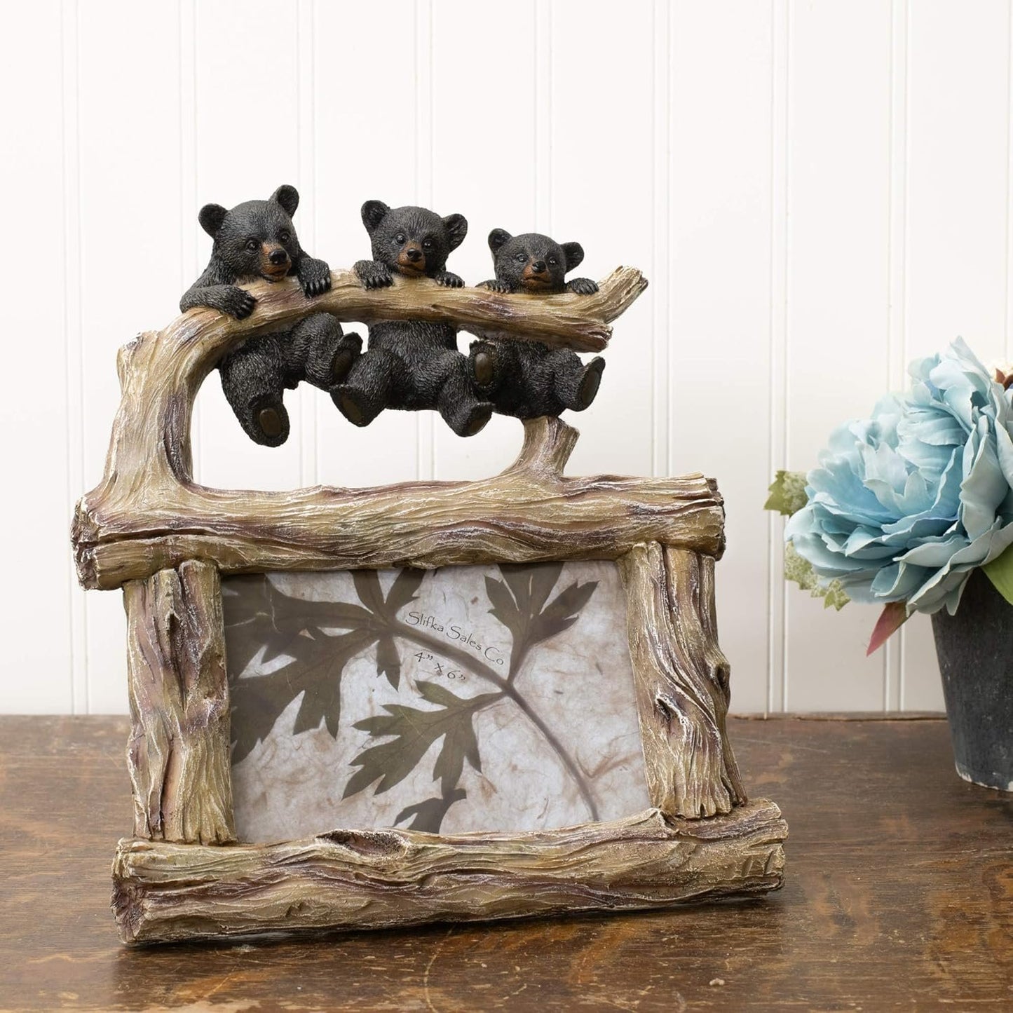 Berytta Three Bears Natural Brown 10 x 9 Resin Stone Tabletop Photo Picture Frame
