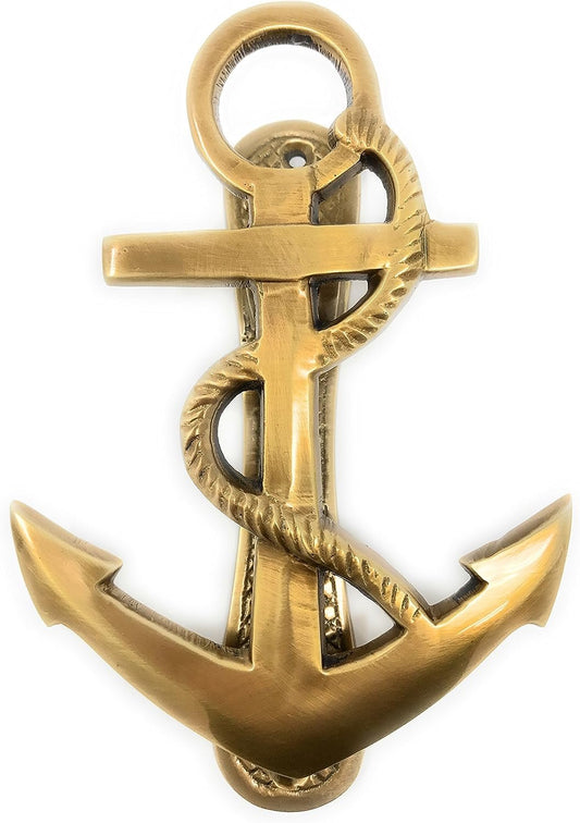 Madison Bay Company Nautical Ship's Anchor Antiqued Brass Door Knocker, 6.25 Inches Tall