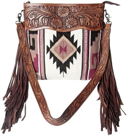 American Darling Concealed Carry Crossbody Hand Carved Leather Fringe Purse for Women Western Handbags Conceal Carry