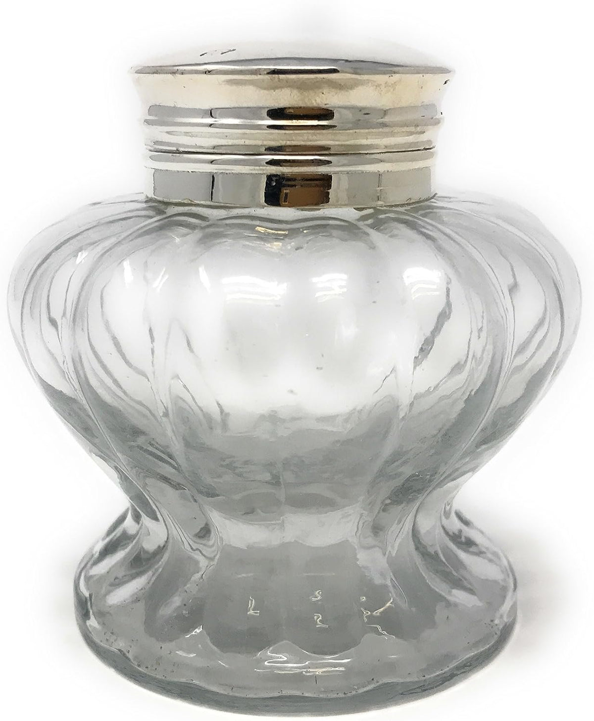 Madison Bay Company Pedestal Glass Inkwell, Clear Swirled, 3 Inch Diameter X 3.25 Inches Tall