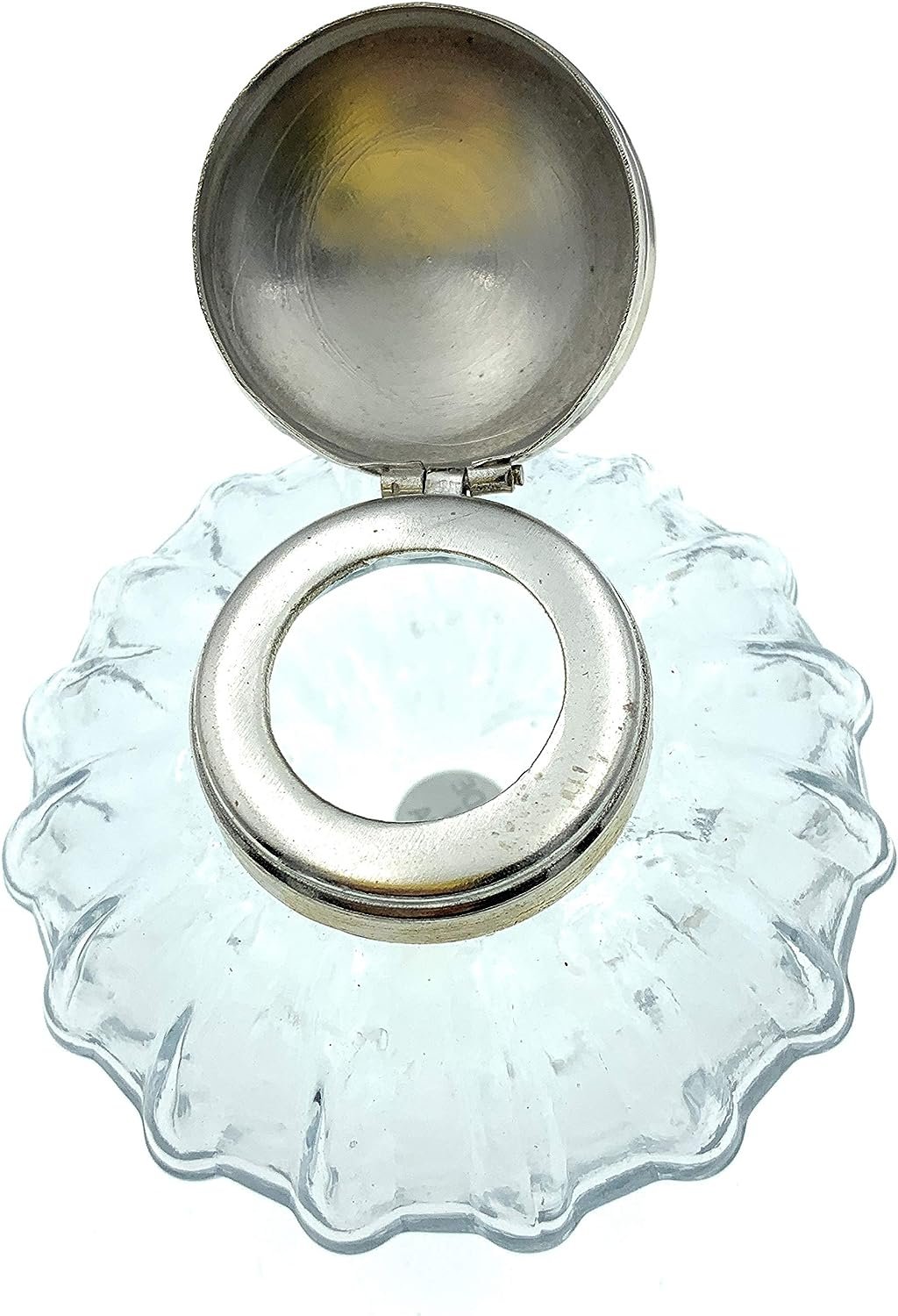 Madison Bay Company Round Swirled Clear Glass Inkwell, 3 Inch Diameter X 2.25 Inch Tall