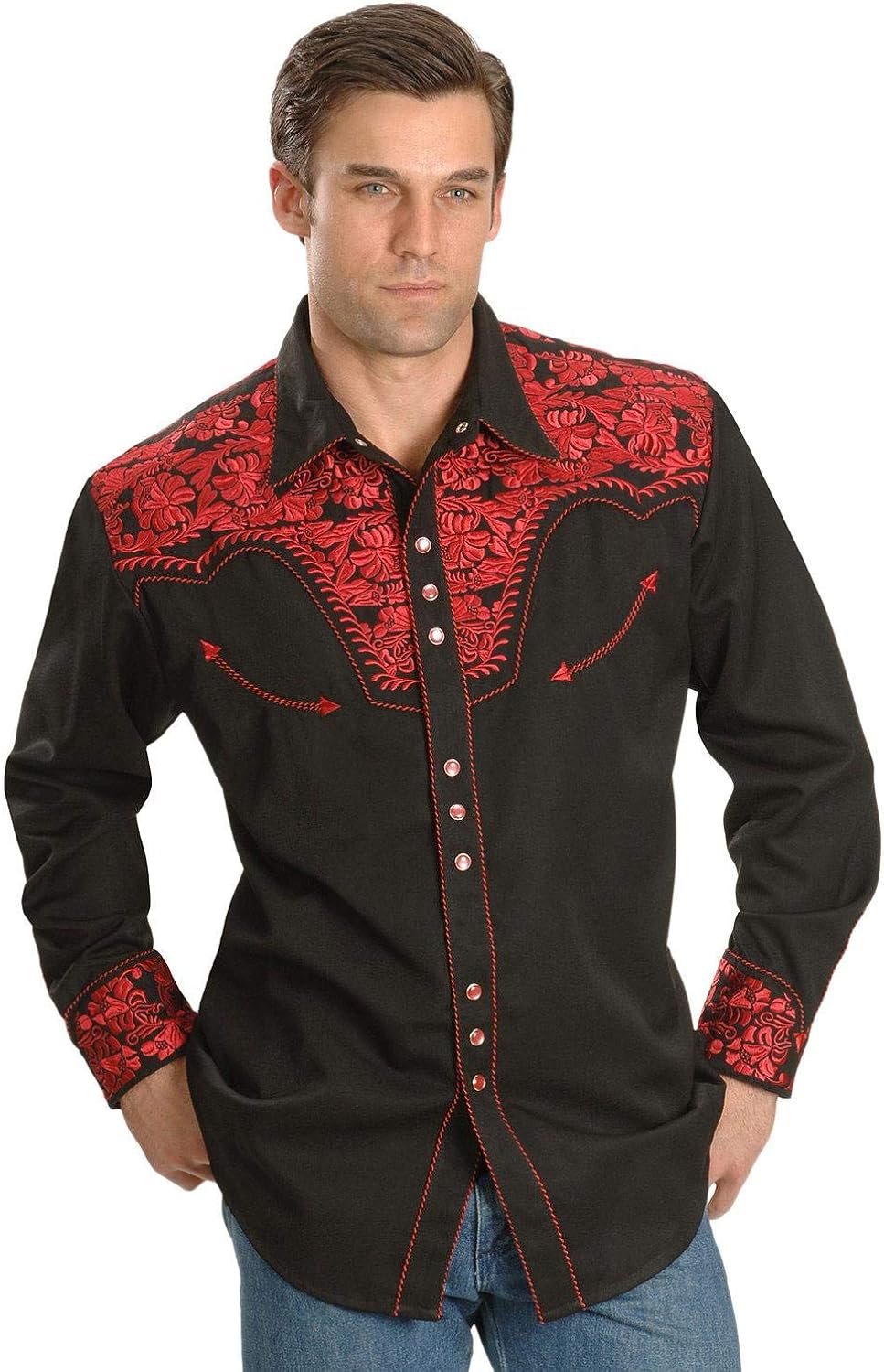 Scully Floral Tooled Embroidered Snap Front Shirt P634 CHO **