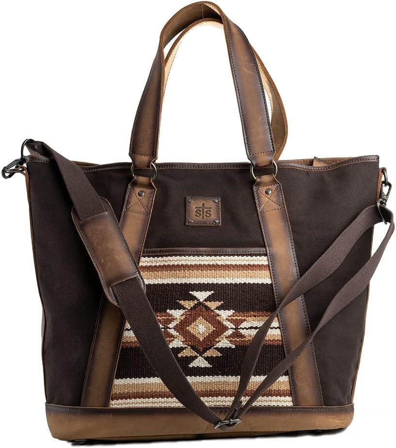 STS Ranchwear Women's Multifunctional Large Capacity Travel Shopper Sioux Falls Collection Carry All Bag with Shoulder Strap, Brown