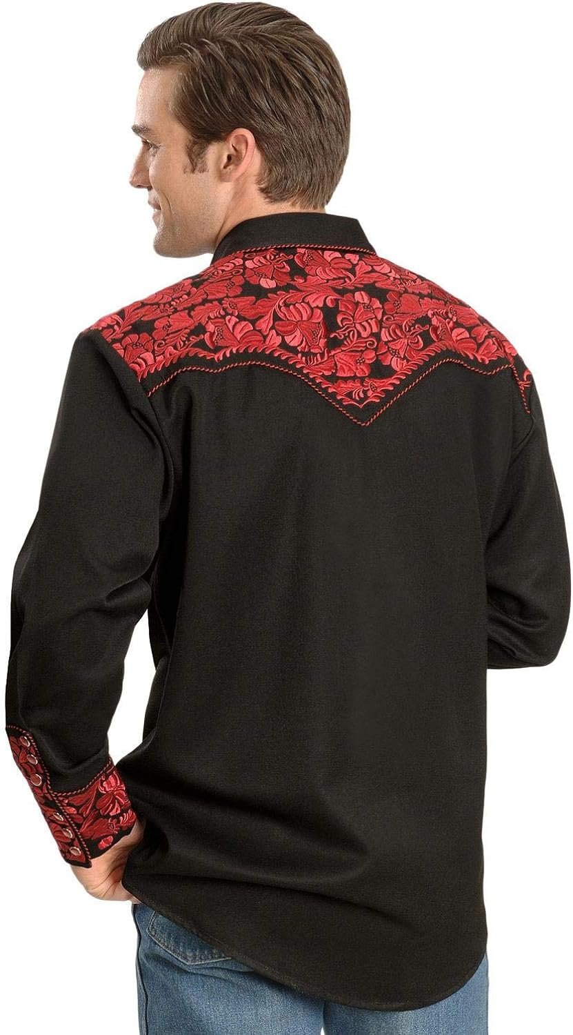 Scully Floral Tooled Embroidered Snap Front Shirt P634 CHO **