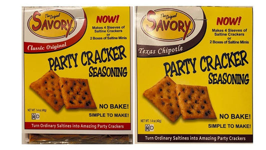 Savory Saltine Seasoning 2-Pack - 1 ORIGINAL, 1 TEXAS CHIPOTLE plus 2 Ex-Large Double Sealed Zip Top Bags