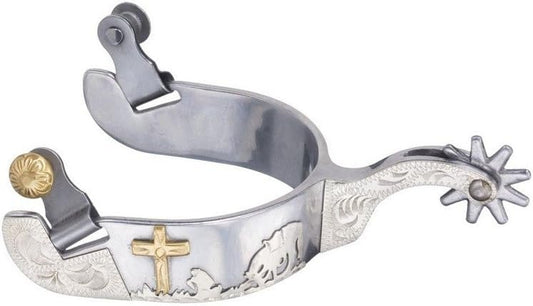 Tough 1 Sweet Iron Spurs with Praying Cowboy Design