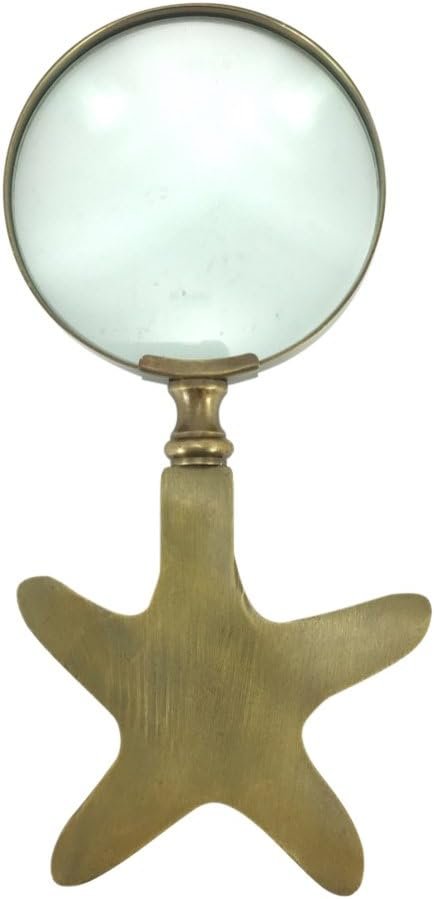 Madison Bay Company Magnifying Glass with Brass Starfish Handle, 6.75 Inches Long