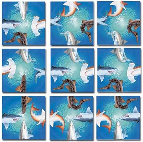Scramble Squares- Sharks- 9 Piece Challenging Puzzle- Ultimate Brain Teaser and Mind Game for Children & Adults- Boosts Cognition and Problem Solving Skills