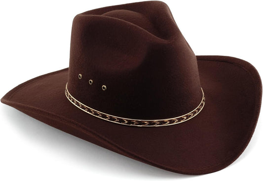 Western Express Child Pinch Front Faux Felt Cowboy Hat Brown
