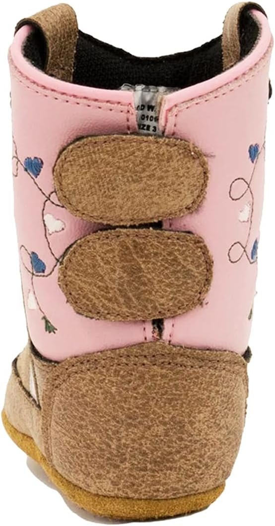 Old West Kids Boots Unisex-Baby Poppets Leather Boots with Velcro Closure