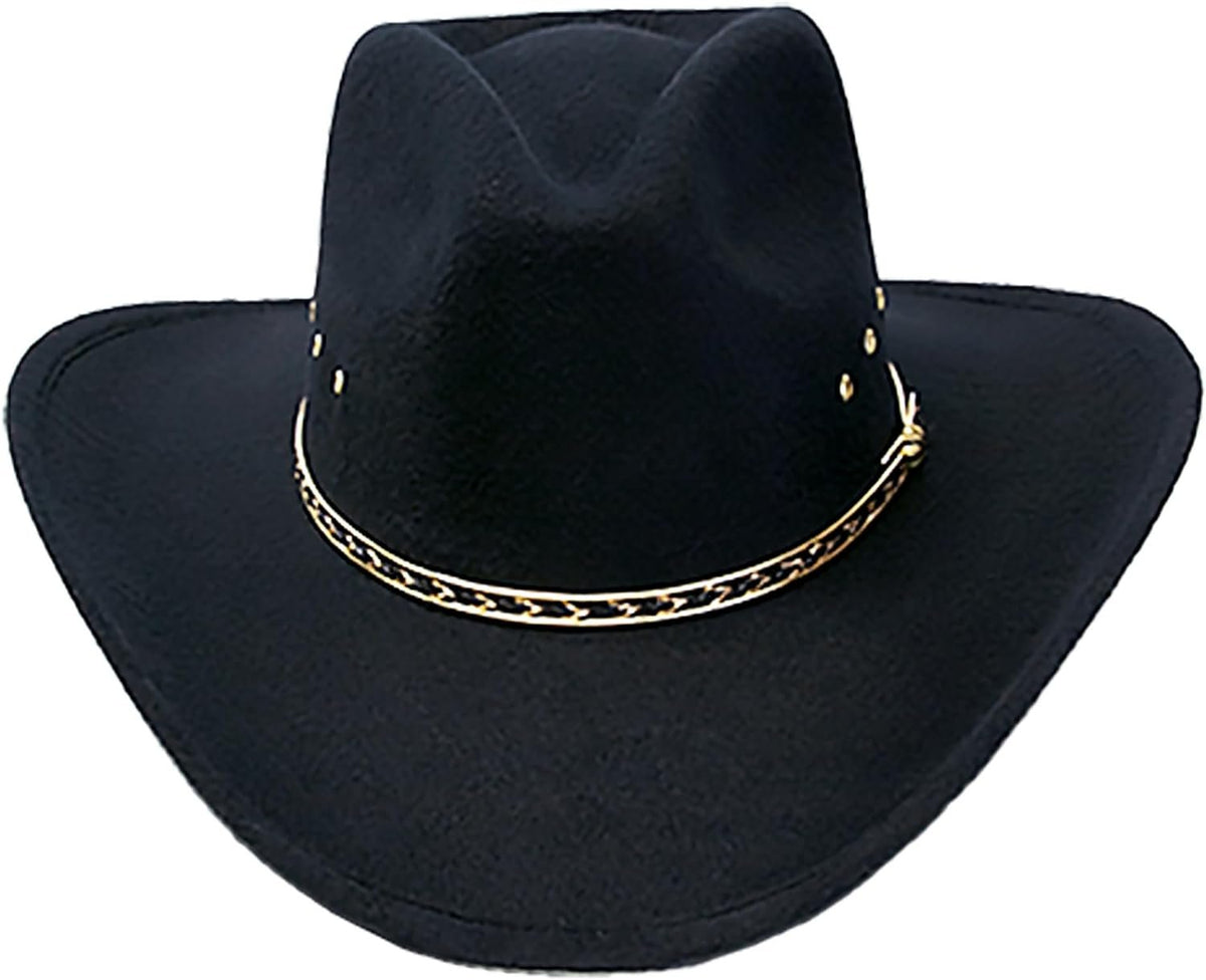 Faux Felt Wide Brim Western Cowboy Hat