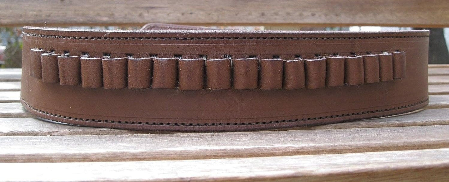 Brown Genuine Leather .38 Caliber Cartridge Gun Belt