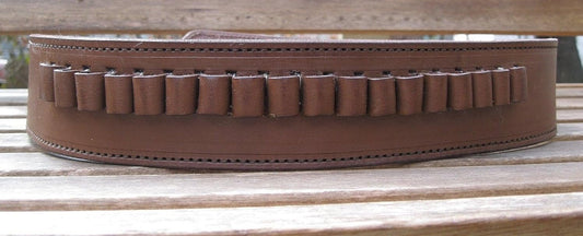 Brown Genuine Leather .38 Caliber Cartridge Gun Belt
