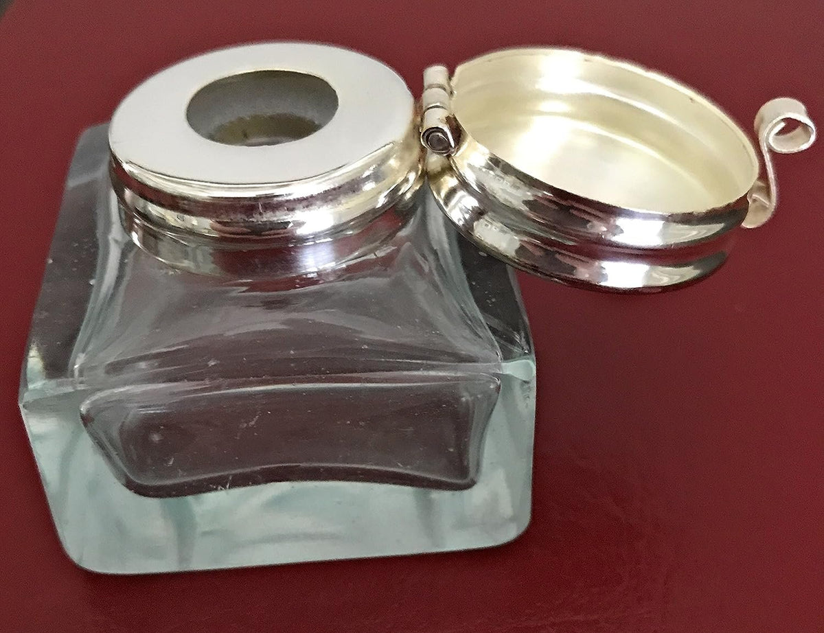 Madison Bay Company Square Clear Glass Mini Inkwell, 1.75 Inches Square X 1.75 Inches Tall