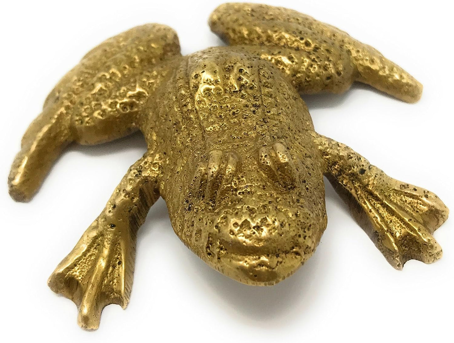 Madison Bay Company Antiqued Brass Mini Textured Frog Paperweight, 2.75 Inches Wide
