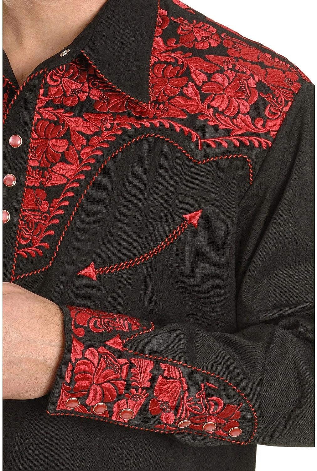Scully Floral Tooled Embroidered Snap Front Shirt P634 CHO **